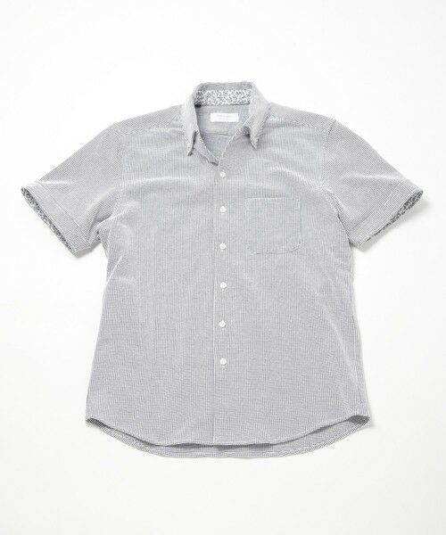 MEN'S BIGI / メンズビギ ポロシャツ | 【ACTIVE TAILOR】吸水速乾ミニワッフルワンピースカラー半袖シャツ（ブルー系）