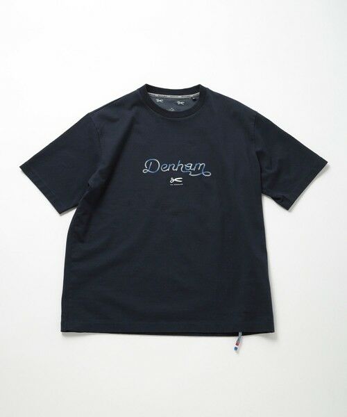 MEN'S BIGI / メンズビギ Tシャツ | 【DENHAM/デンハム】別注グラデーションロゴ刺繍Tシャツ（ネイビー）