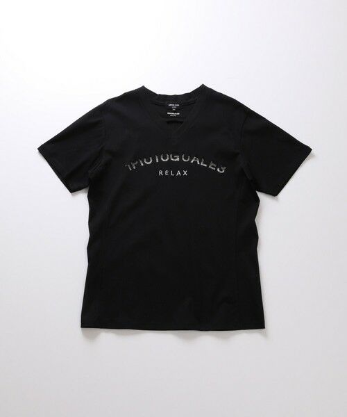 MEN'S BIGI / メンズビギ Tシャツ | 【1PIU1UGUALE3 RELAX】別注　ロゴラインストーンTシャツ（ブラック）