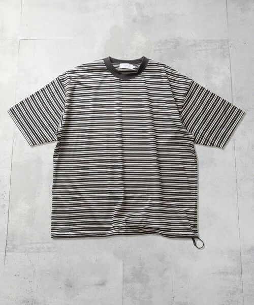 MEN'S BIGI / メンズビギ Tシャツ | マルチボーダースピンドルTEE-shirt（ベージュ系）