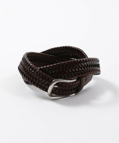 MEN'S BIGI / メンズビギ ベルト・サスペンダー | 【DOMODOSSOLA】レザーメッシュプレーンベルト（ブラウン）