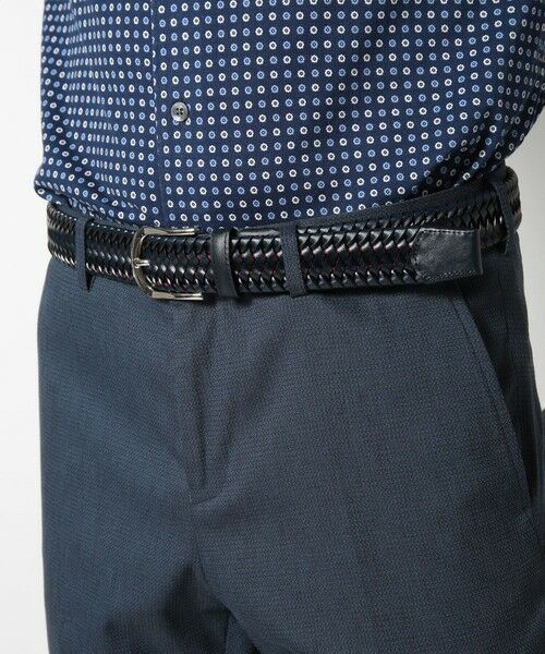 MEN'S BIGI / メンズビギ ベルト・サスペンダー | 【DOMODOSSOLA】レザーメッシュプレーンベルト（ネイビー）