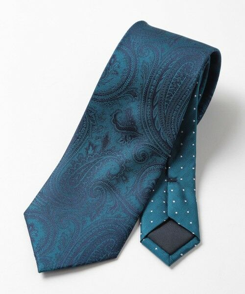 MEN'S BIGI / メンズビギ ネクタイ | シャドーペイズリー柄シルクネクタイ（ターコイズ）
