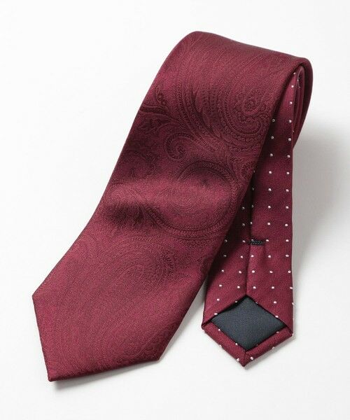 MEN'S BIGI / メンズビギ ネクタイ | シャドーペイズリー柄シルクネクタイ（ボルドー）