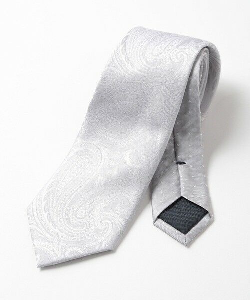 MEN'S BIGI / メンズビギ ネクタイ | シャドーペイズリー柄シルクネクタイ（シルバー）