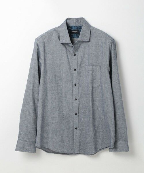 MEN'S BIGI / メンズビギ シャツ・ブラウス | コットンカシミアヘリンボーンシャツ（ネイビー）