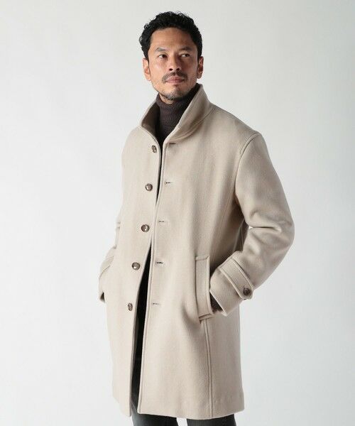MEN'S BIGI / メンズビギ ステンカラーコート | スーパー140ウールビーバーヘリンボーンコート | 詳細1