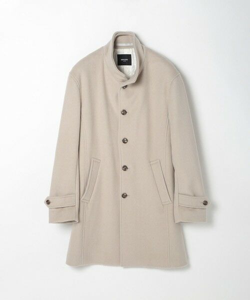 MEN'S BIGI / メンズビギ ステンカラーコート | スーパー140ウールビーバーヘリンボーンコート（ベージュ）