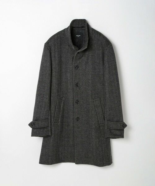 MEN'S BIGI / メンズビギ ステンカラーコート | スーパー140ウールビーバーヘリンボーンコート（グレー）