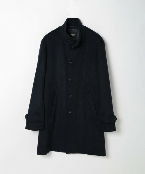 MEN'S BIGI / メンズビギ ステンカラーコート | スーパー140ウールビーバーヘリンボーンコート（ネイビー）