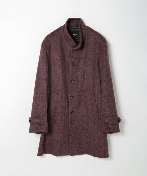 MEN'S BIGI / メンズビギ ステンカラーコート | スーパー140ウールビーバーヘリンボーンコート（ボルドー）