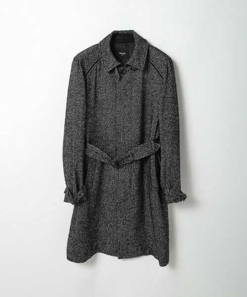 MEN'S BIGI / メンズビギ ステンカラーコート | トライスピンループツイードトレンチコート（ブラック）