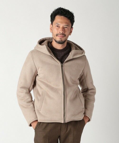 MEN'S BIGI / メンズビギ スウェット | テックレザームートンパーカー | 詳細1