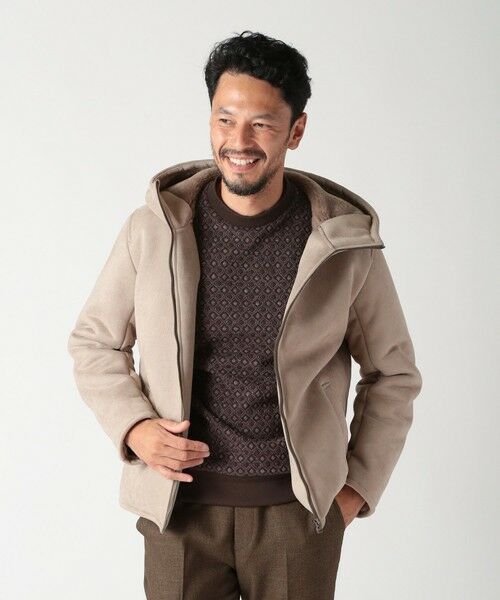 MEN'S BIGI / メンズビギ スウェット | テックレザームートンパーカー | 詳細3