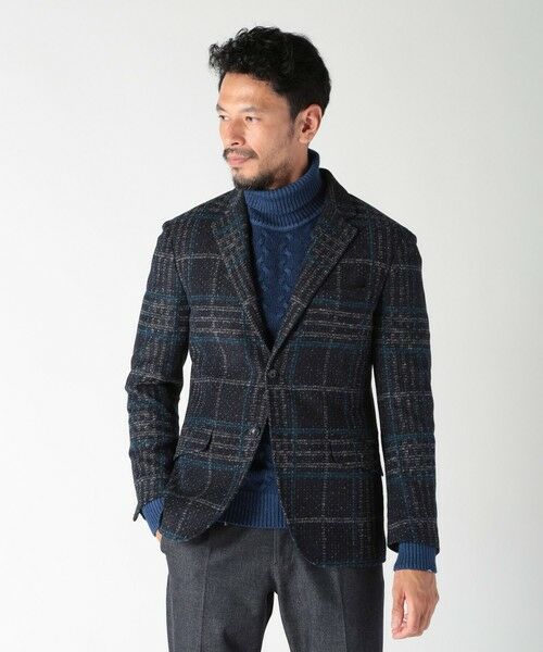MEN'S BIGI / メンズビギ テーラードジャケット | 【RANIFICIO ROMA/ラニフィーチョローマ】ウールチェックジャージジャケット | 詳細18