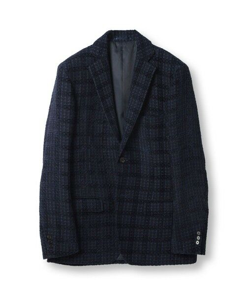 MEN'S BIGI / メンズビギ テーラードジャケット | 3Dツイードドビーチェックジャケット(ネイビー)