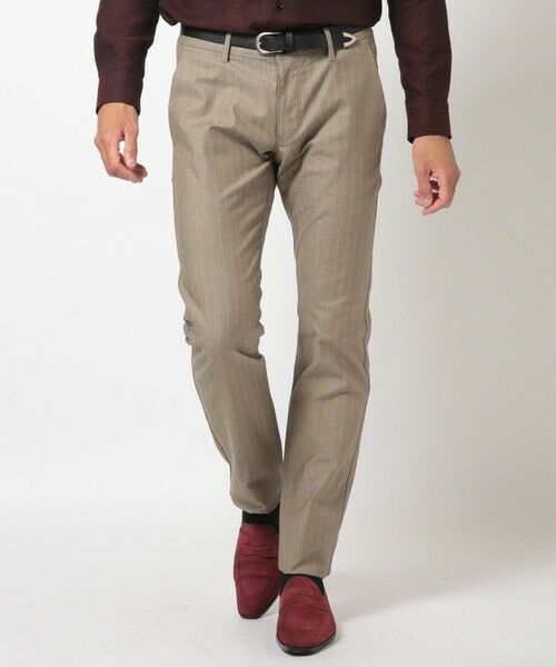 MEN'S BIGI / メンズビギ スラックス・ドレスパンツ | ＜ON/OFF兼用＞シャドーヘリンボーンストレッチパンツ（ベージュ）