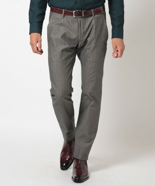 MEN'S BIGI / メンズビギ スラックス・ドレスパンツ | ＜ON/OFF兼用＞シャドーヘリンボーンストレッチパンツ（チャコールグレー）