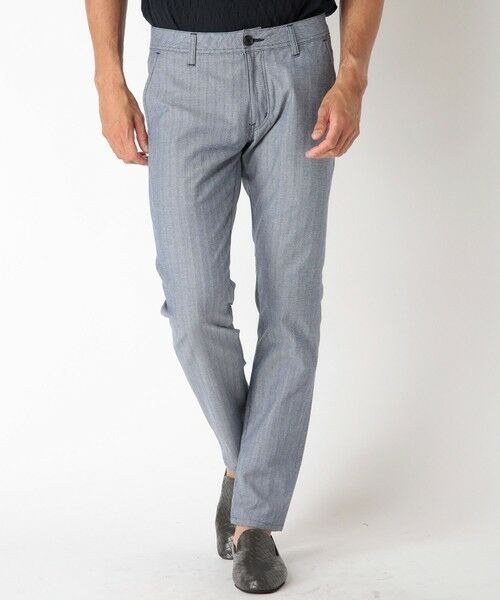 MEN'S BIGI / メンズビギ スラックス・ドレスパンツ | ＜ON/OFF兼用＞シャドーヘリンボーンストレッチパンツ（ブルー系）