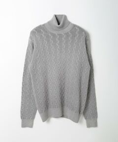 MEN'S BIGI / メンズビギ ニット・セーター | 5ゲージスノー加工ケーブルタートルネックセーター