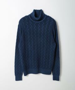 MEN'S BIGI / メンズビギ ニット・セーター | 5ゲージスノー加工ケーブルタートルネックセーター