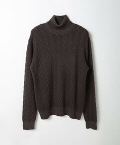 MEN'S BIGI / メンズビギ ニット・セーター | 5ゲージスノー加工ケーブルタートルネックセーター