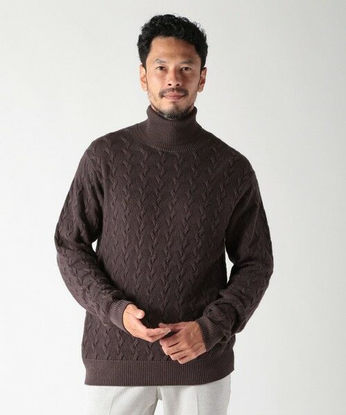MEN'S BIGI / メンズビギ ニット・セーター | 5ゲージスノー加工ケーブルタートルネックセーター | 詳細17