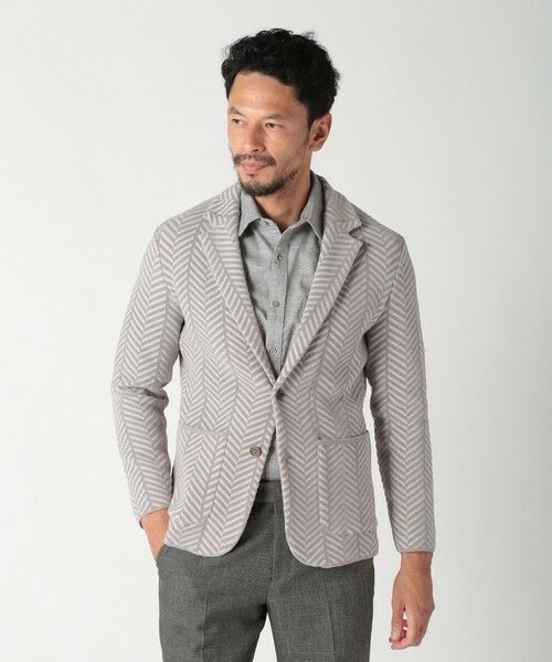 MEN'S BIGI / メンズビギ テーラードジャケット | ヘリンボーンニットジャケット | 詳細1