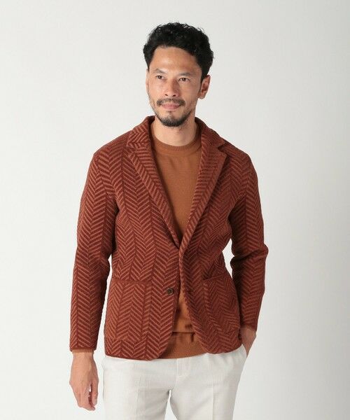 MEN'S BIGI / メンズビギ テーラードジャケット | ヘリンボーンニットジャケット | 詳細10