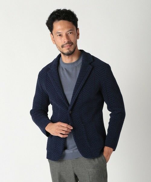 MEN'S BIGI / メンズビギ テーラードジャケット | ヘリンボーンニットジャケット | 詳細16