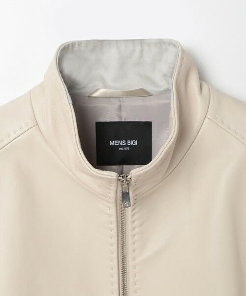 MEN'S BIGI / メンズビギ レザーブルゾン・ジャケット | スタンドカラーシングルライダース レザージャケット | 詳細6