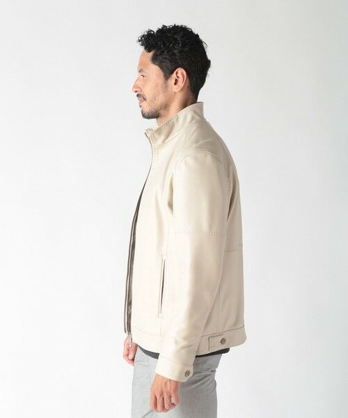 MEN'S BIGI / メンズビギ レザーブルゾン・ジャケット | スタンドカラーシングルライダース レザージャケット | 詳細2