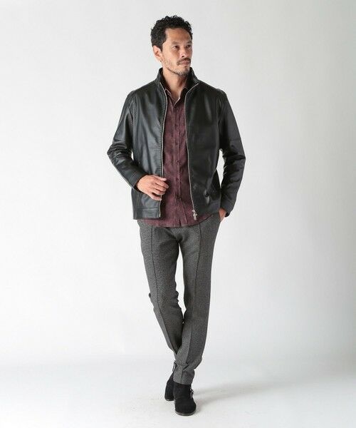 MEN'S BIGI / メンズビギ レザーブルゾン・ジャケット | スタンドカラーシングルライダース レザージャケット | 詳細16
