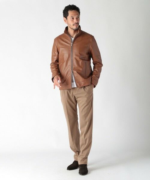 MEN'S BIGI / メンズビギ レザーブルゾン・ジャケット | スタンドカラーシングルライダース レザージャケット | 詳細19