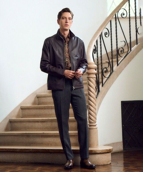 MEN'S BIGI / メンズビギ レザーブルゾン・ジャケット | スタンドカラーシングルライダース レザージャケット | 詳細27