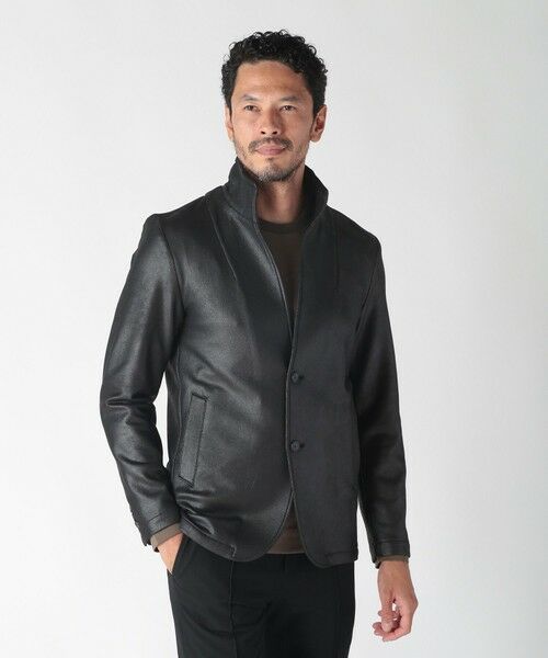 MEN'S BIGI / メンズビギ その他アウター | レザー調ダンボールジャージスタンドカラージャケット | 詳細1