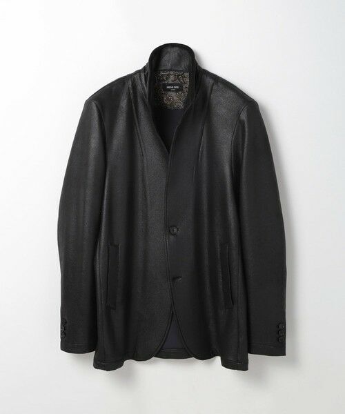 MEN'S BIGI / メンズビギ その他アウター | レザー調ダンボールジャージスタンドカラージャケット（ブラック）