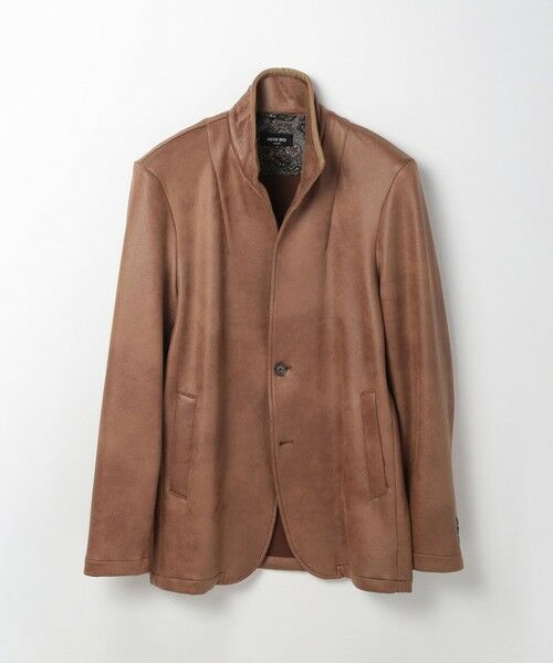 MEN'S BIGI / メンズビギ その他アウター | レザー調ダンボールジャージスタンドカラージャケット（ブラウン）