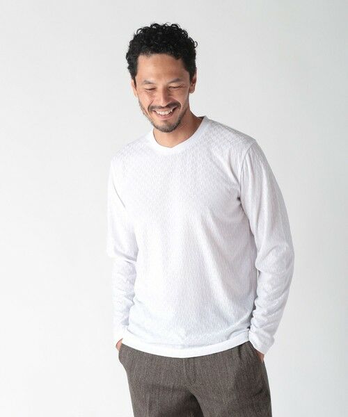 MEN'S BIGI / メンズビギ Tシャツ | 変形千鳥柄リンクスロングスリーブカットソー | 詳細1