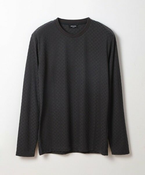 MEN'S BIGI / メンズビギ Tシャツ | 変形千鳥柄リンクスロングスリーブカットソー（チャコールグレー）