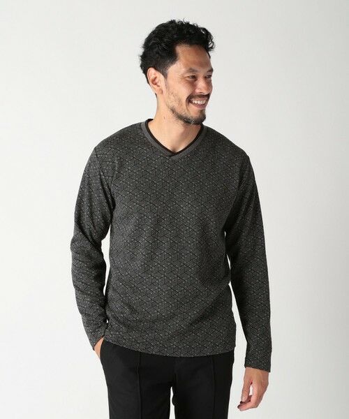 MEN'S BIGI / メンズビギ Tシャツ | フクレジャカードロングＴシャツ | 詳細1
