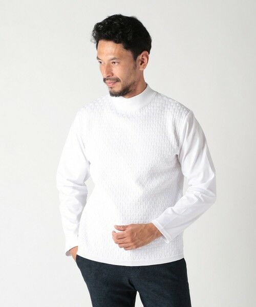 MEN'S BIGI / メンズビギ Tシャツ | ニットコンビモックネックカットソー | 詳細1