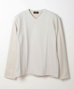 MEN'S BIGI / メンズビギ Tシャツ | ニット×フェイクスエードVネックカットソー