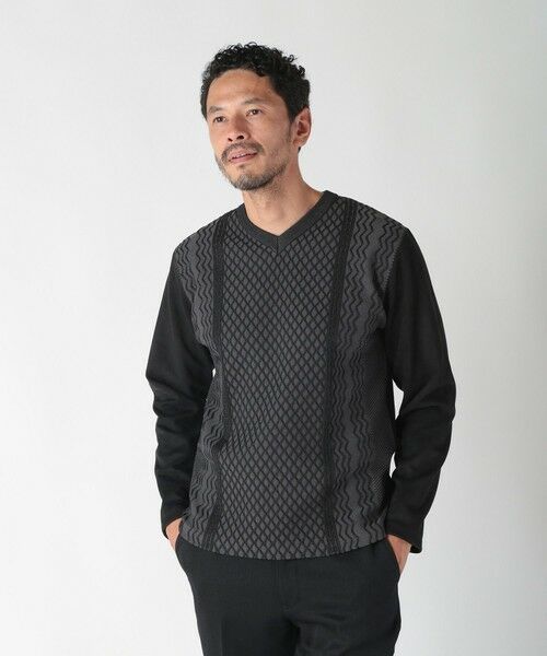 MEN'S BIGI / メンズビギ Tシャツ | ニット×フェイクスエードVネックカットソー | 詳細10