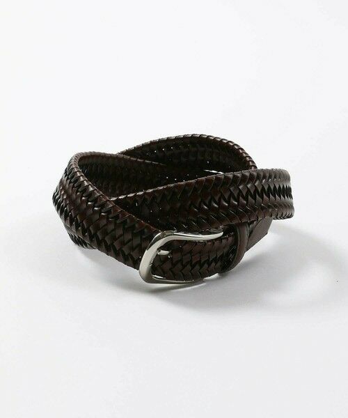 MEN'S BIGI / メンズビギ ベルト・サスペンダー | 【DOMODOSSOLA】レザーメッシュプレーンベルト（ブラウン）