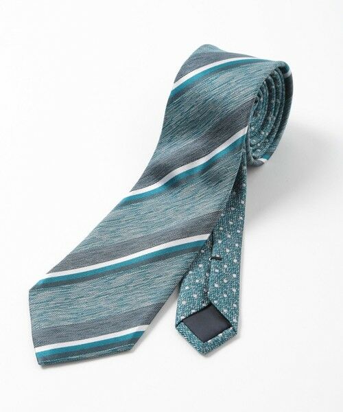 MEN'S BIGI / メンズビギ ネクタイ | シャンブレーストライプ/ドット柄クレリックタイ（ターコイズ）