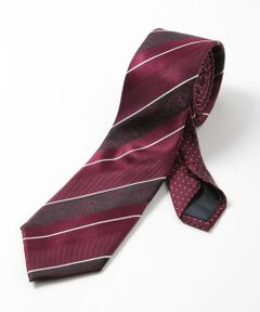 MEN'S BIGI / メンズビギ ネクタイ | ストライプシャドーペイズリー/ピンドット柄クレリックタイ