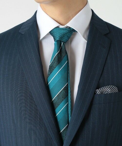 MEN'S BIGI / メンズビギ ネクタイ | ストライプシャドーペイズリー/ピンドット柄クレリックタイ | 詳細4