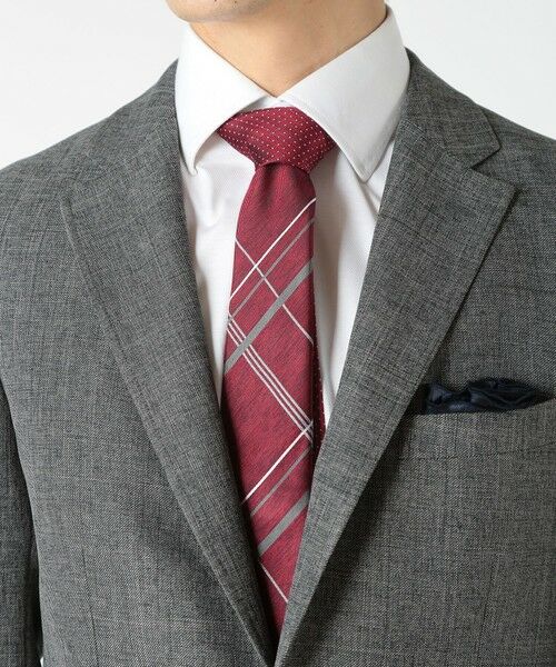 MEN'S BIGI / メンズビギ ネクタイ | オーバーチェック/ピンドット柄クレリックタイ | 詳細9