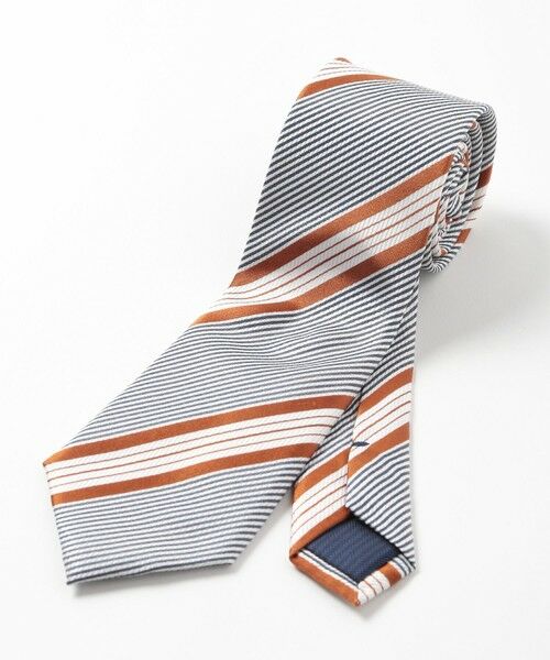 MEN'S BIGI / メンズビギ ネクタイ | サッカーストライプ柄ネクタイ（オレンジ）